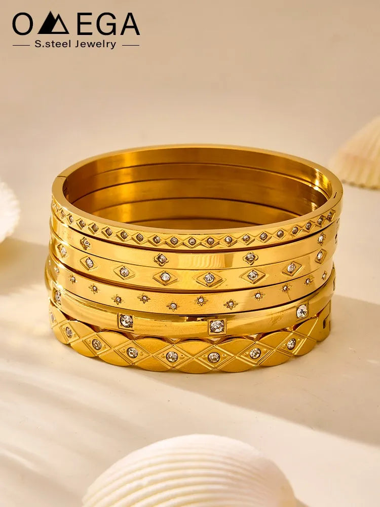 Pulseira Zircônia Cravejada Dourada - Luxo Premium