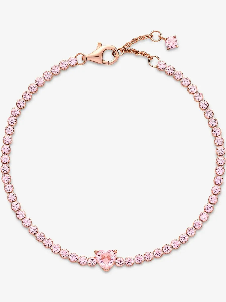 Conjunto Coração Brilhante - Pulseira, Anel e Brincos em Prata 925