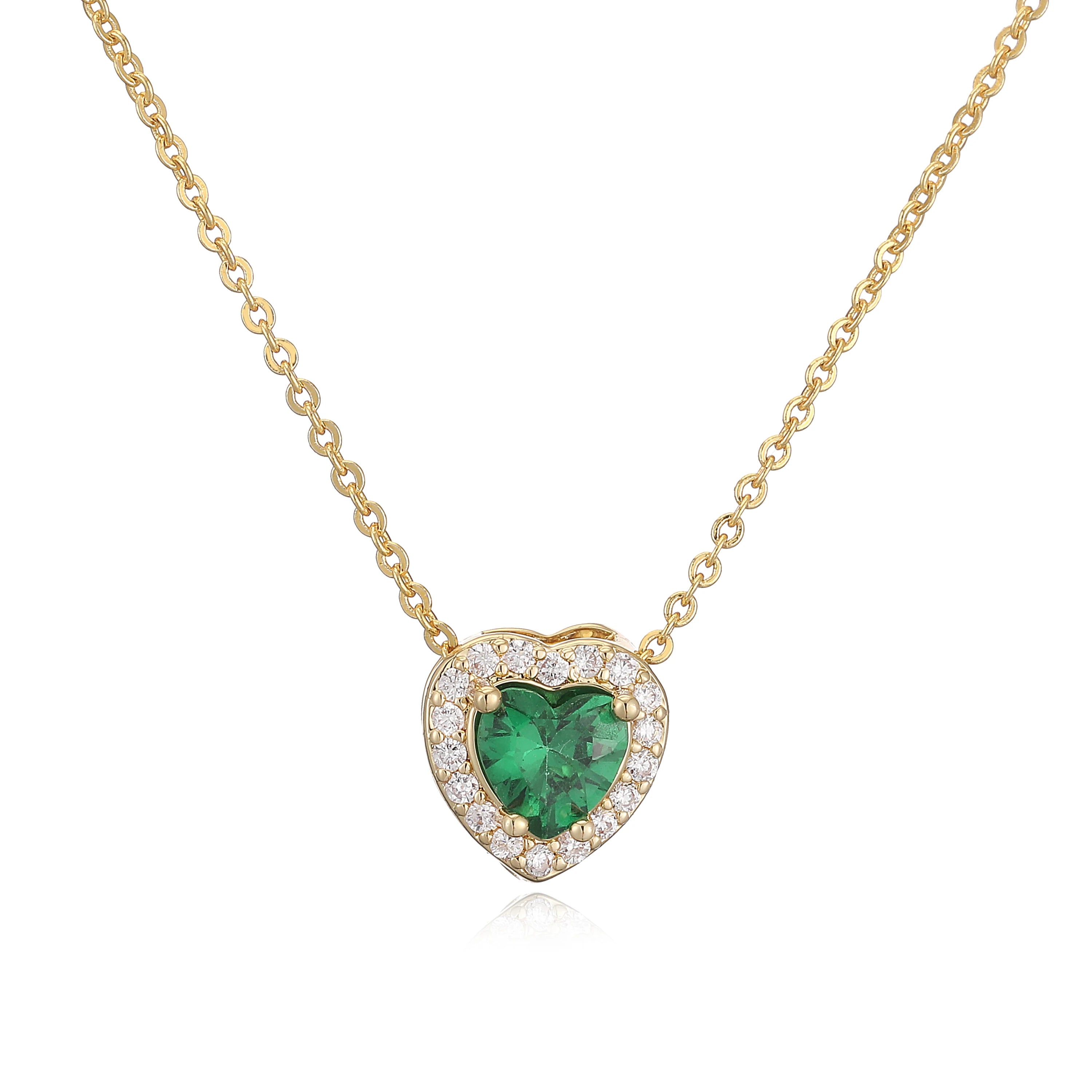 HECHENG Luxury Colored Crystal Heart Pendant Ocean Heart Necklace Brass Golden Plated Material Women's Wedding Necklace