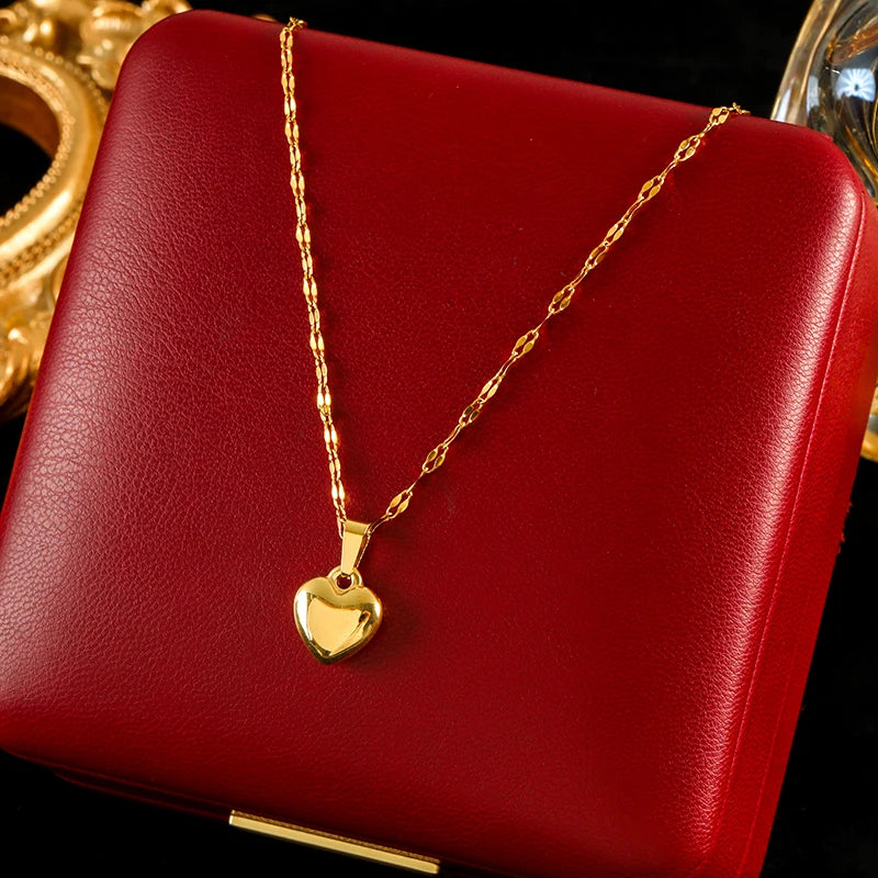 Conjunto Coração Elegante - Colar, Pulseira e Brincos