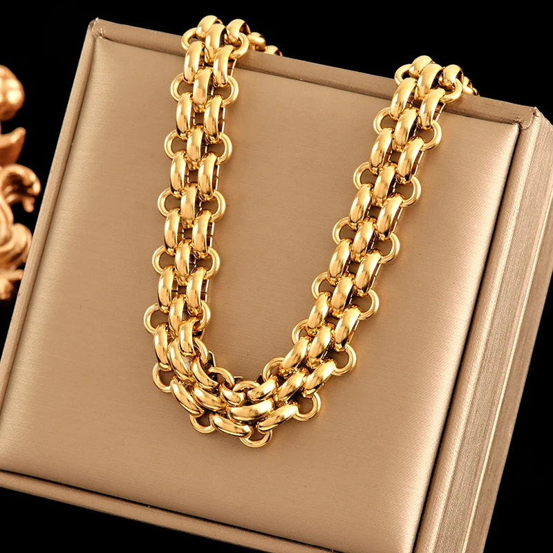 Conjunto Corrente Cubana Dourada - Colar e Pulseira À Prova D'água