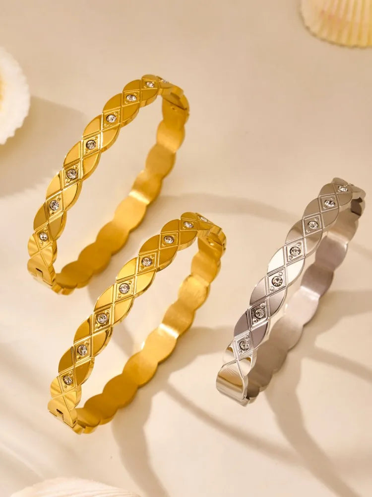 Pulseira Zircônia Cravejada Dourada - Luxo Premium