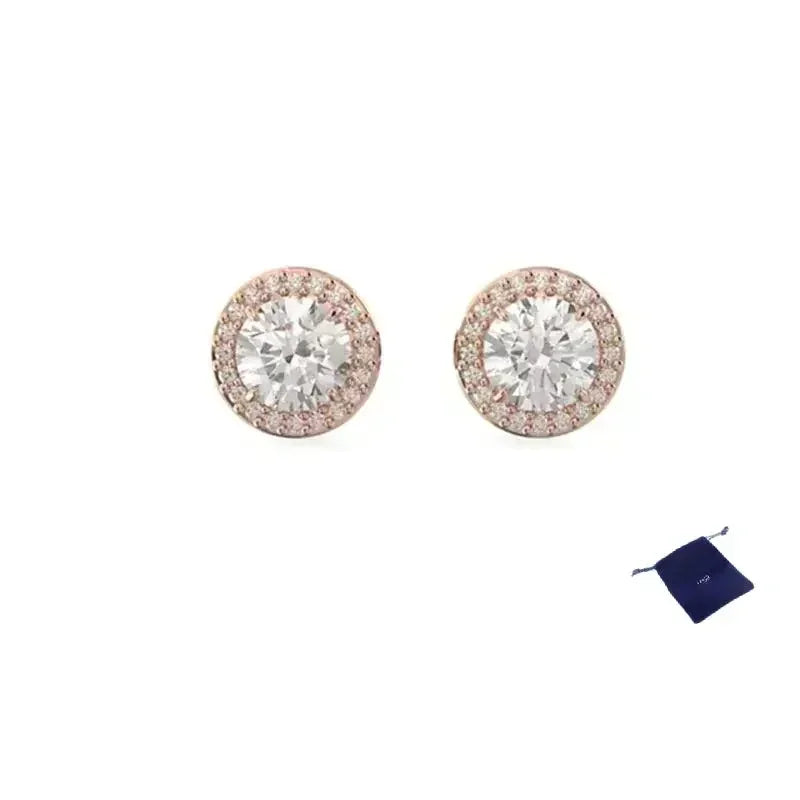 High Quality Women's Classic Happiness Diamond Round Crystal Necklace Set S925 Silver Gorgeous Una Angelic Series Jewelry Set