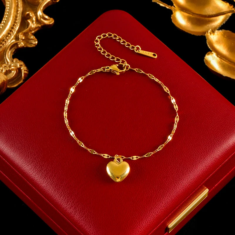 Conjunto Coração Elegante - Colar, Pulseira e Brincos