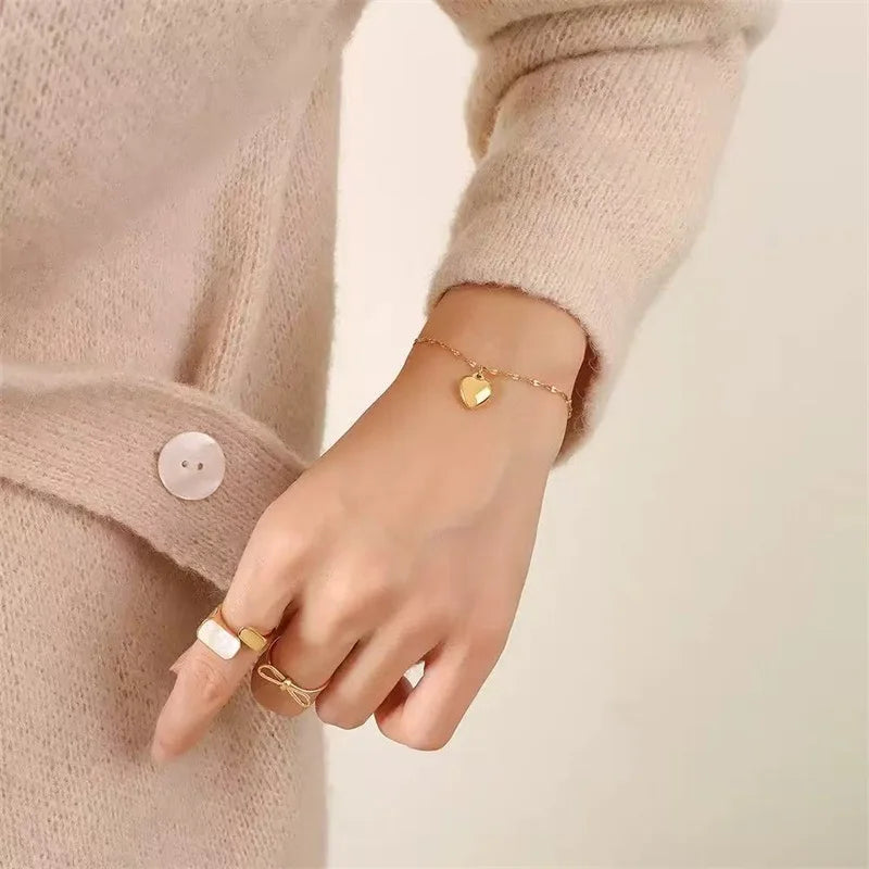 Conjunto Coração Elegante - Colar, Pulseira e Brincos