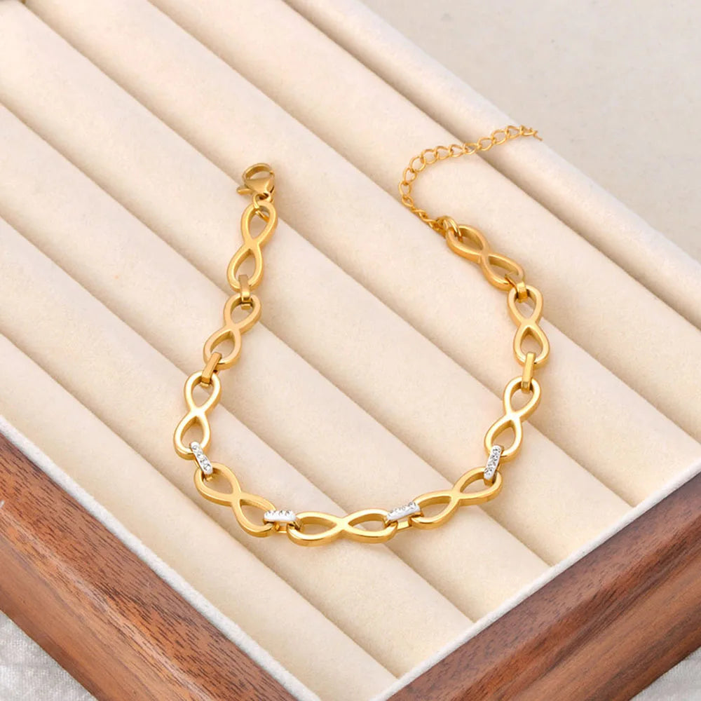 Pulseira Infinito Eterno Dourada - À Prova D'água