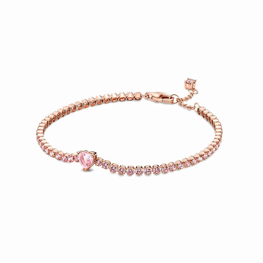 Conjunto Coração Brilhante - Pulseira, Anel e Brincos em Prata 925